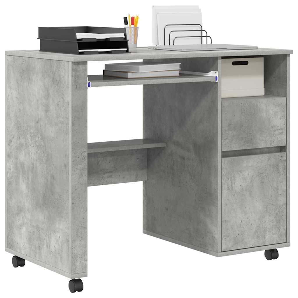 Tisch mit Rollen Beton Eiche 91 x 50 x 77 cm Holzwerkstoff