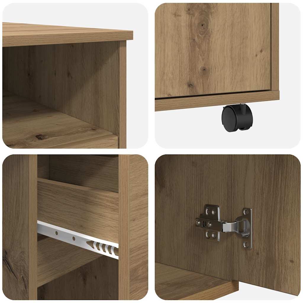 Tisch mit Rollen Artisan-Eiche 91 x 50 x 77 cm Holzwerkstoff