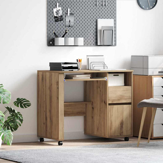 Tisch mit Rollen Artisan-Eiche 91 x 50 x 77 cm Holzwerkstoff