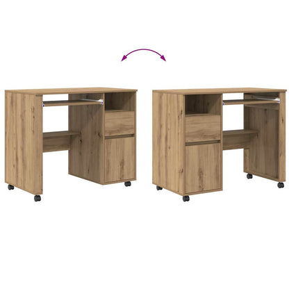 Tisch mit Rollen Artisan-Eiche 91 x 50 x 77 cm Holzwerkstoff