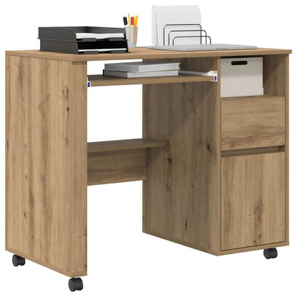 Tisch mit Rollen Artisan-Eiche 91 x 50 x 77 cm Holzwerkstoff