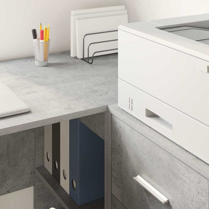 Schreibtisch mit Regal Betongrau 102 x 50 x 75 cm Holzwerkstoff