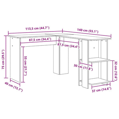Eckschreibtisch mit Stauraum Sonoma Eiche 140 x 113,5 x 75 cm