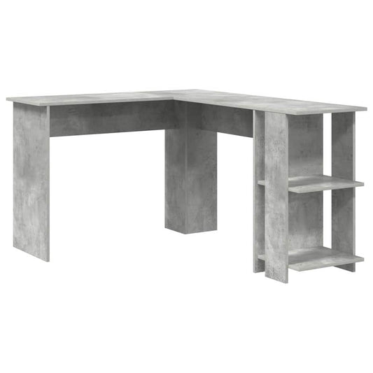 Eckschreibtisch mit Stauraum Betongrau 140 x 113,5 x 75 cm