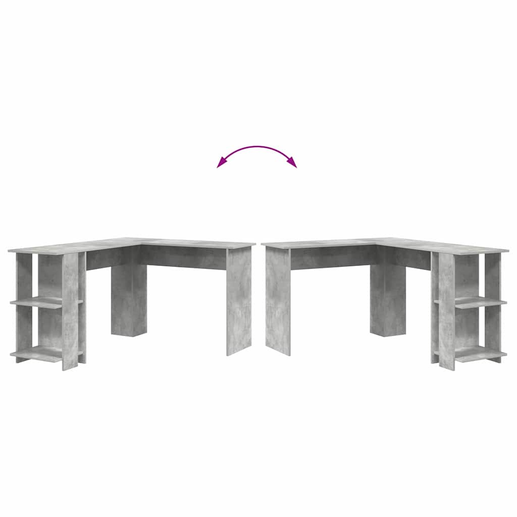 Eckschreibtisch mit Stauraum Betongrau 140 x 113,5 x 75 cm