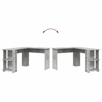 Eckschreibtisch mit Stauraum Betongrau 140 x 113,5 x 75 cm