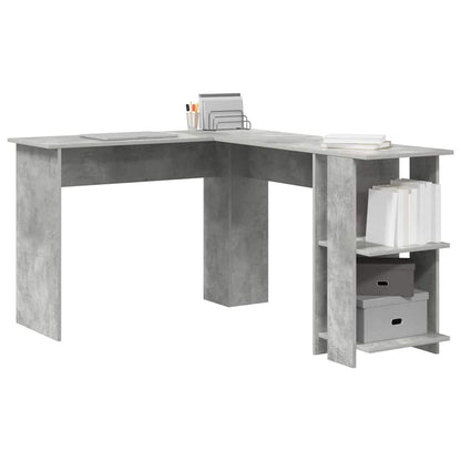 Eckschreibtisch mit Stauraum Betongrau 140 x 113,5 x 75 cm