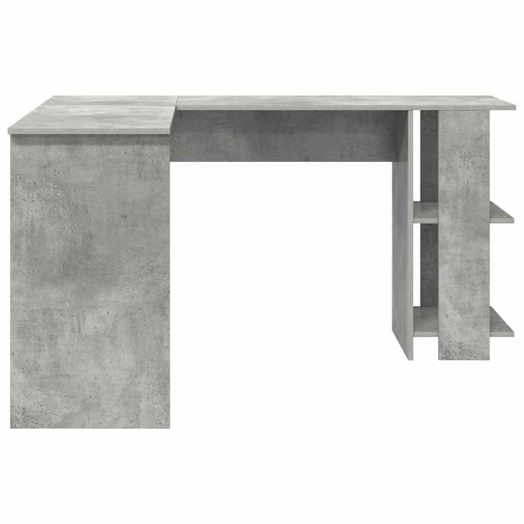 Eckschreibtisch mit Stauraum Betongrau 140 x 113,5 x 75 cm