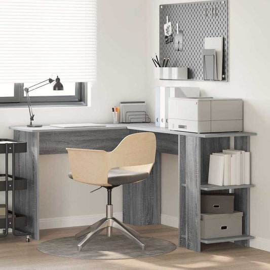 Eckschreibtisch mit Stauraum Graues Sonoma 140 x 113,5 x 75 cm