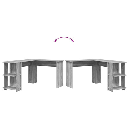 Eckschreibtisch mit Stauraum Graues Sonoma 140 x 113,5 x 75 cm