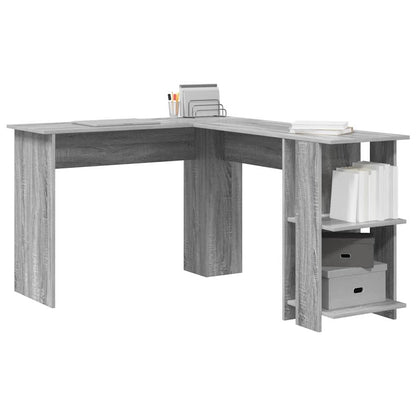 Eckschreibtisch mit Stauraum Graues Sonoma 140 x 113,5 x 75 cm