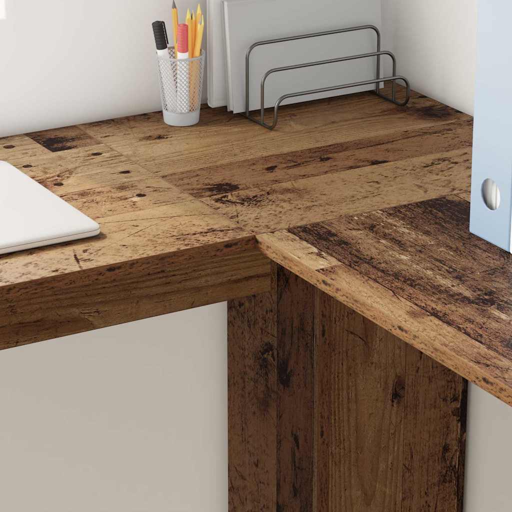 Eckschreibtisch mit Stauraum Altholz 140 x 113,5 x 75 cm