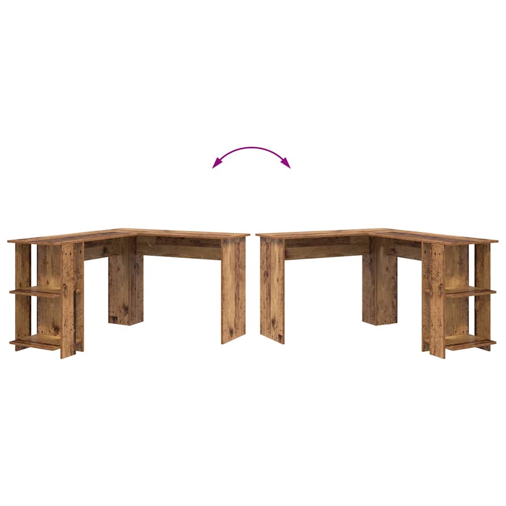 Eckschreibtisch mit Stauraum Altholz 140 x 113,5 x 75 cm