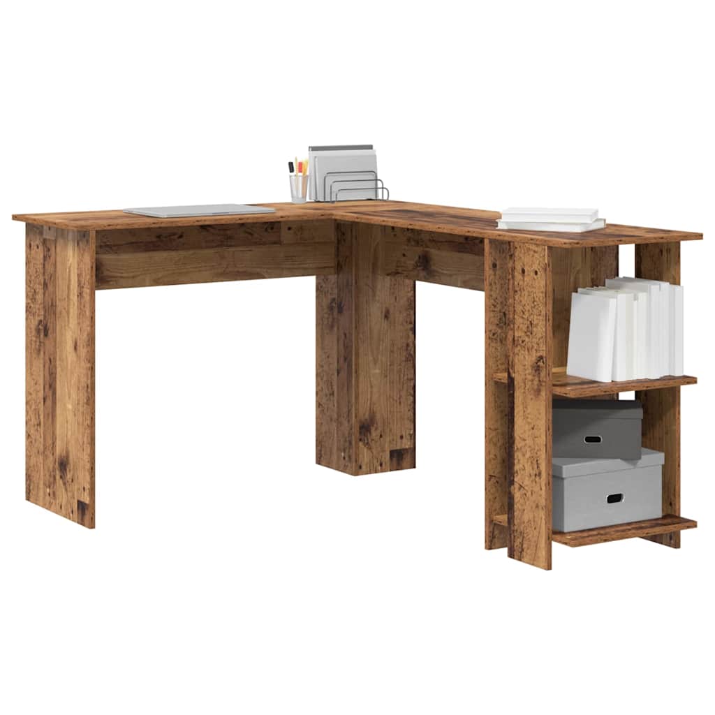 Eckschreibtisch mit Stauraum Altholz 140 x 113,5 x 75 cm