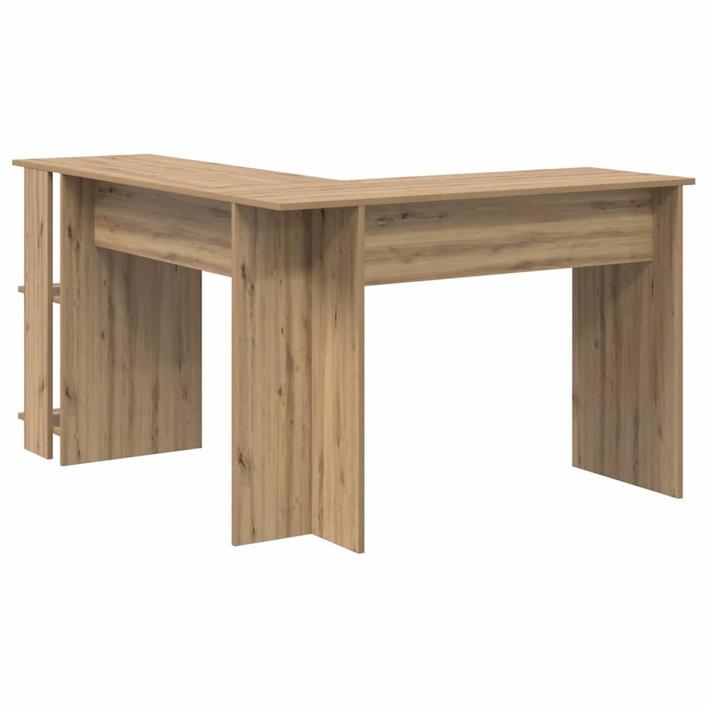 Eckschreibtisch mit Stauraum mit Regal Eiche handwerklich