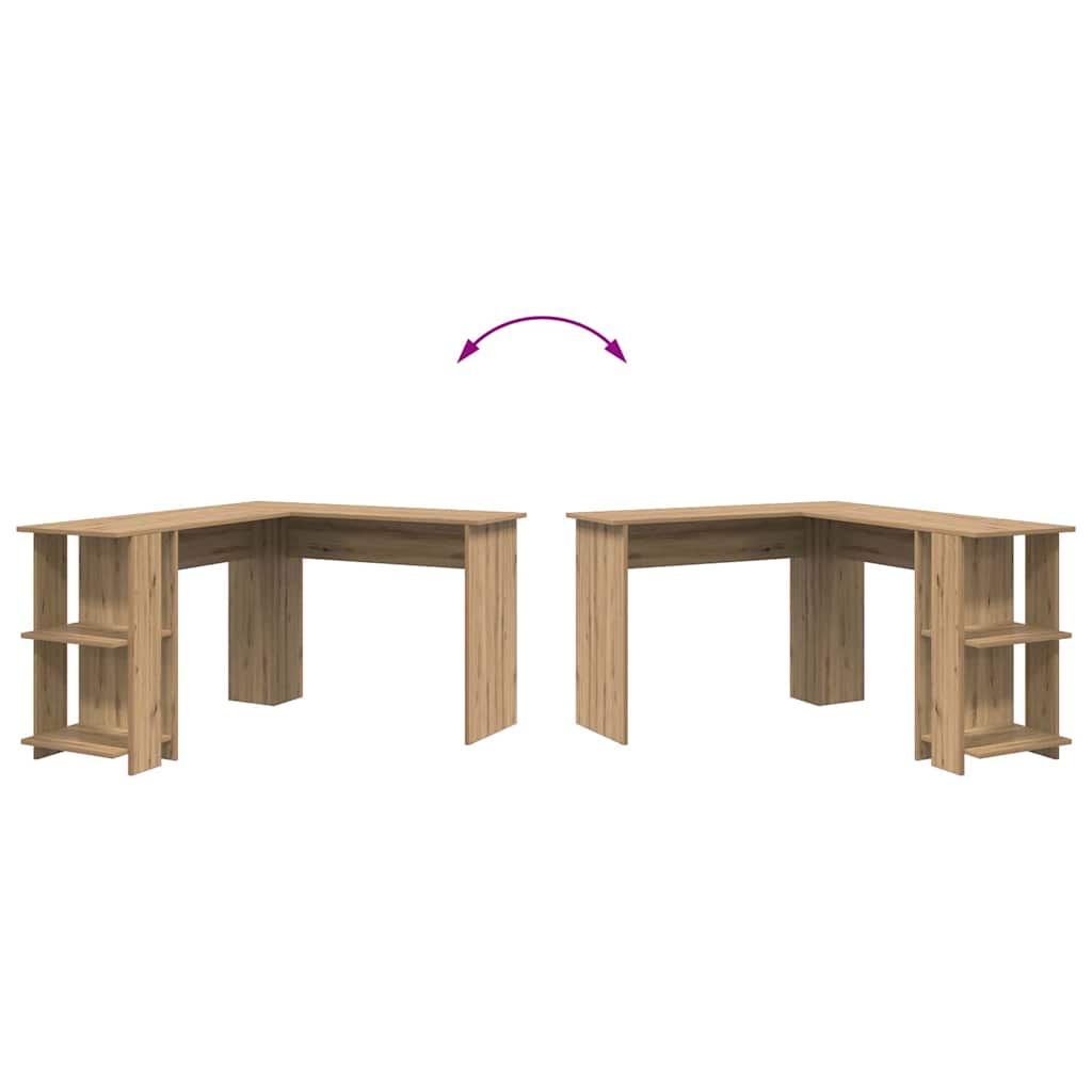 Eckschreibtisch mit Stauraum mit Regal Eiche handwerklich