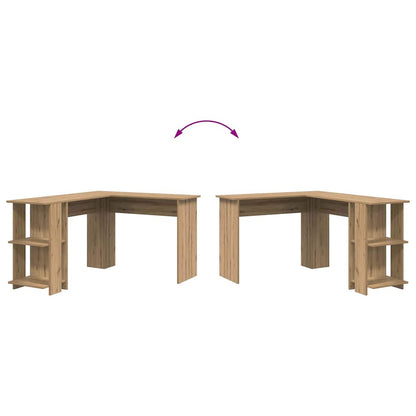 Eckschreibtisch mit Stauraum mit Regal Eiche handwerklich