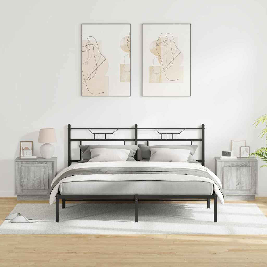 Nachttisch mit 2 pcs Grau 44 x 34.5 x 45 cm Holzwerkstoff