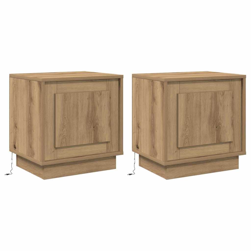 Nachttisch mit 2 pcs Eiche handwerklich 44 x 34.5 x 45 cm