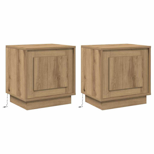 Nachttisch mit 2 pcs Eiche handwerklich 44 x 34.5 x 45 cm