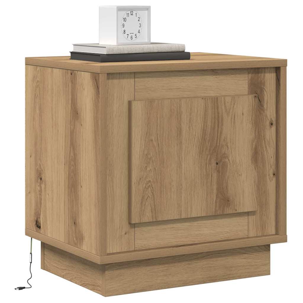 Nachttisch mit 2 pcs Eiche handwerklich 44 x 34.5 x 45 cm