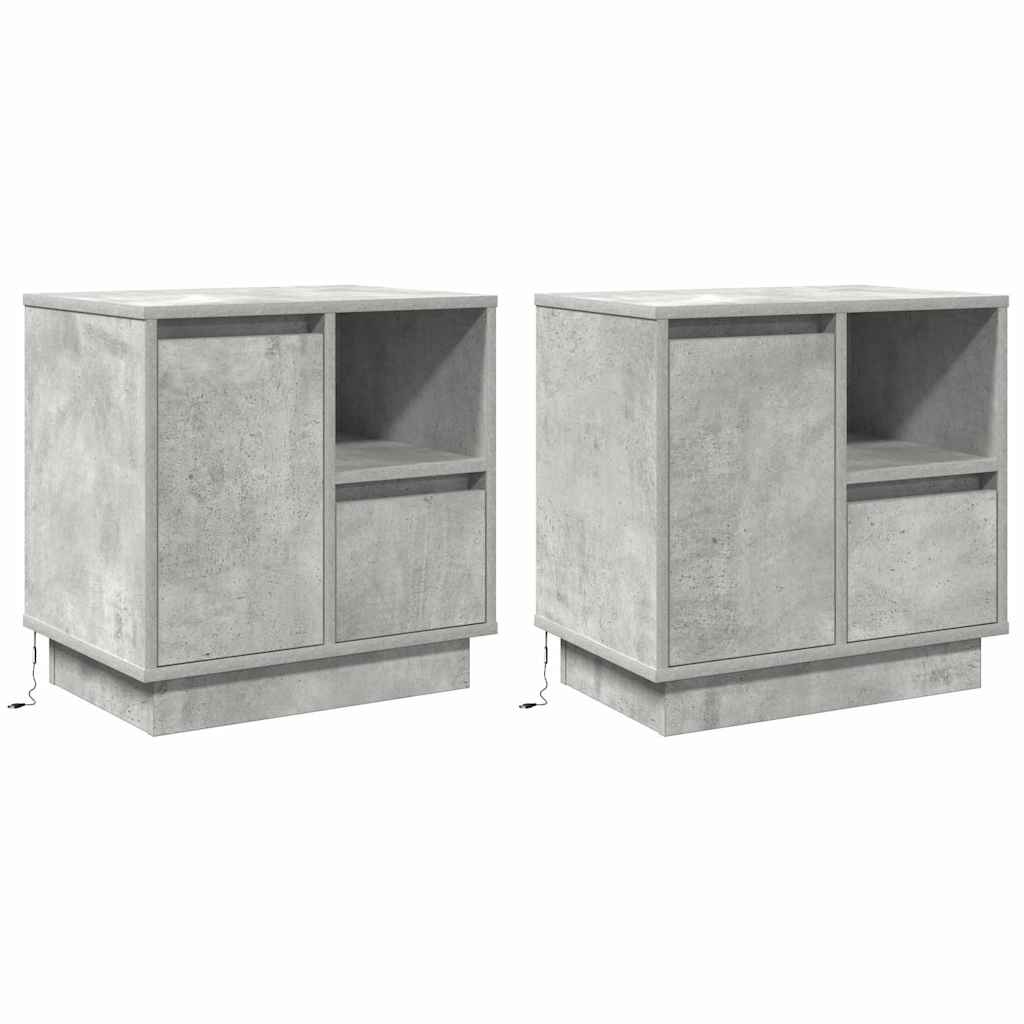 Nachttisch 2 pcs Beton Grau 50 x 34,5 x 50 cm Holzwerkstoff