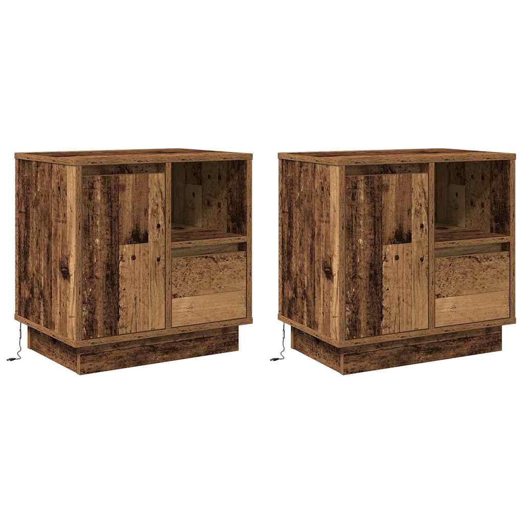 Nachttisch 2 pcs Altholz 50 x 34,5 x 50 cm Holzwerkstoff