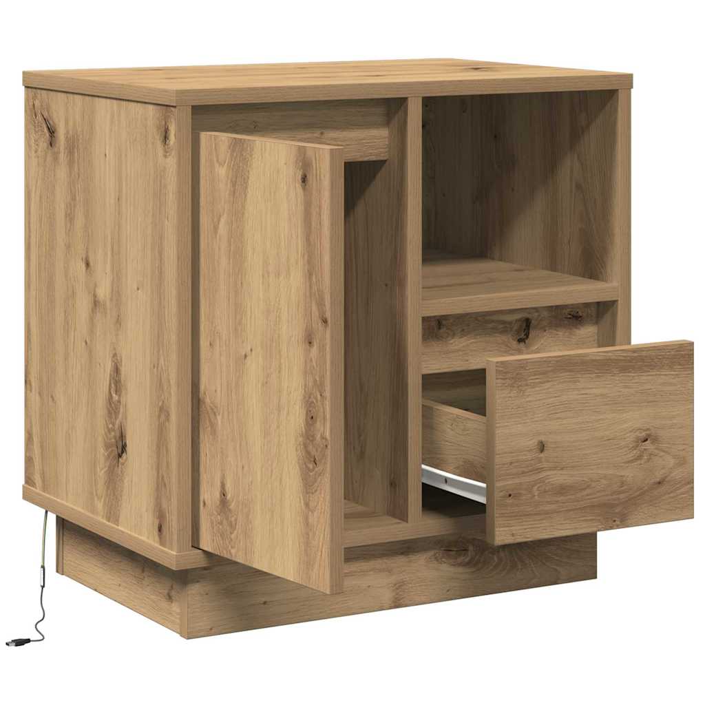 Nachttisch mit 2 pcs Eiche handwerklich 50 x 34,5 x 50 cm