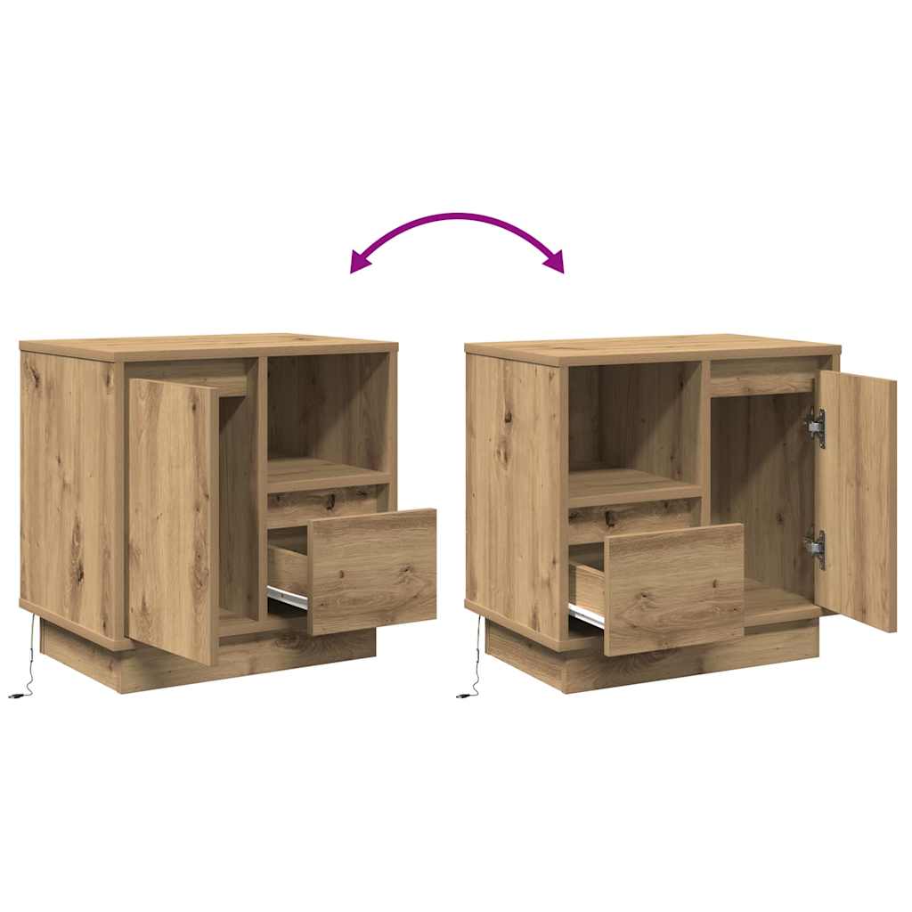 Nachttisch mit 2 pcs Eiche handwerklich 50 x 34,5 x 50 cm