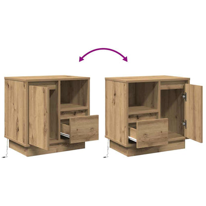 Nachttisch mit 2 pcs Eiche handwerklich 50 x 34,5 x 50 cm