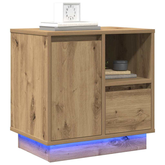 Nachttisch mit 2 pcs Eiche handwerklich 50 x 34,5 x 50 cm