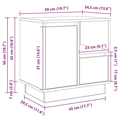 Nachttisch mit 2 pcs Eiche handwerklich 50 x 34,5 x 50 cm