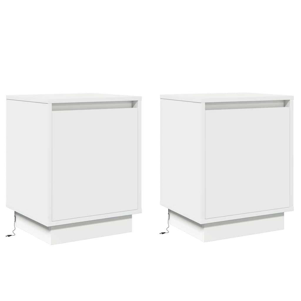Nachttisch mit 2 pcs Weiß 39 x 34,5 x 50 cm Holzwerkstoff
