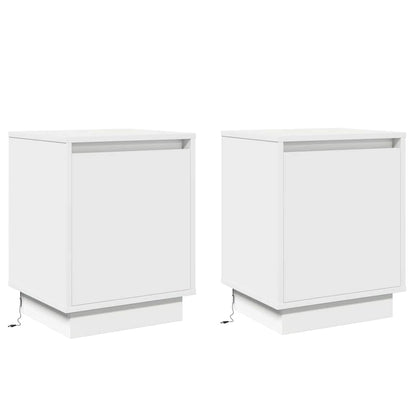 Nachttisch mit 2 pcs Weiß 39 x 34,5 x 50 cm Holzwerkstoff