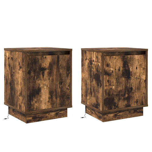 Nachttisch mit 2 pcs Geräucherte Eiche 39 x 34,5 x 50 cm