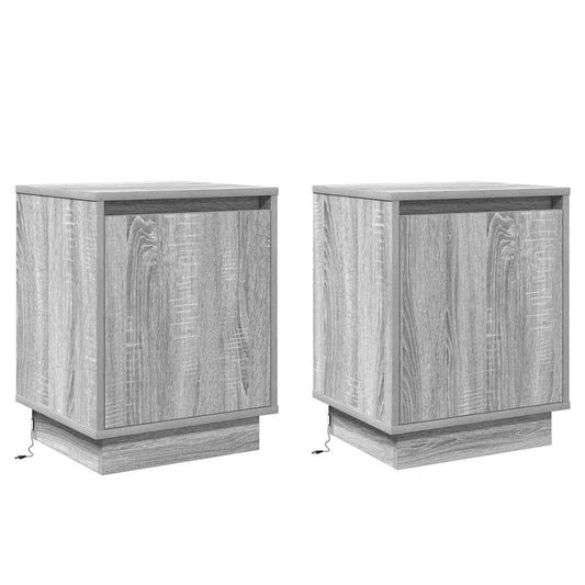 Nachttisch mit 2 pcs Grau 39 x 34,5 x 50 cm Holzwerkstoff