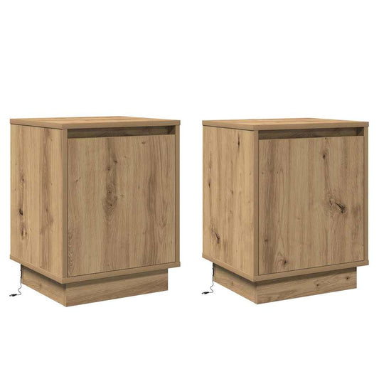 Nachttisch mit 2 pcs Eiche handwerklich 39 x 34,5 x 50 cm