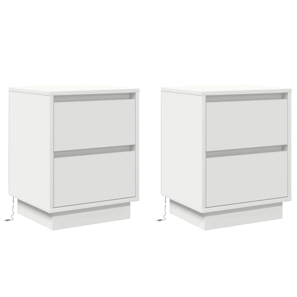 Nachttisch mit 2 pcs Weiß 39 x 34,5 x 50 cm Holzwerkstoff