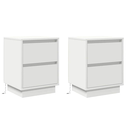 Nachttisch mit 2 pcs Weiß 39 x 34,5 x 50 cm Holzwerkstoff