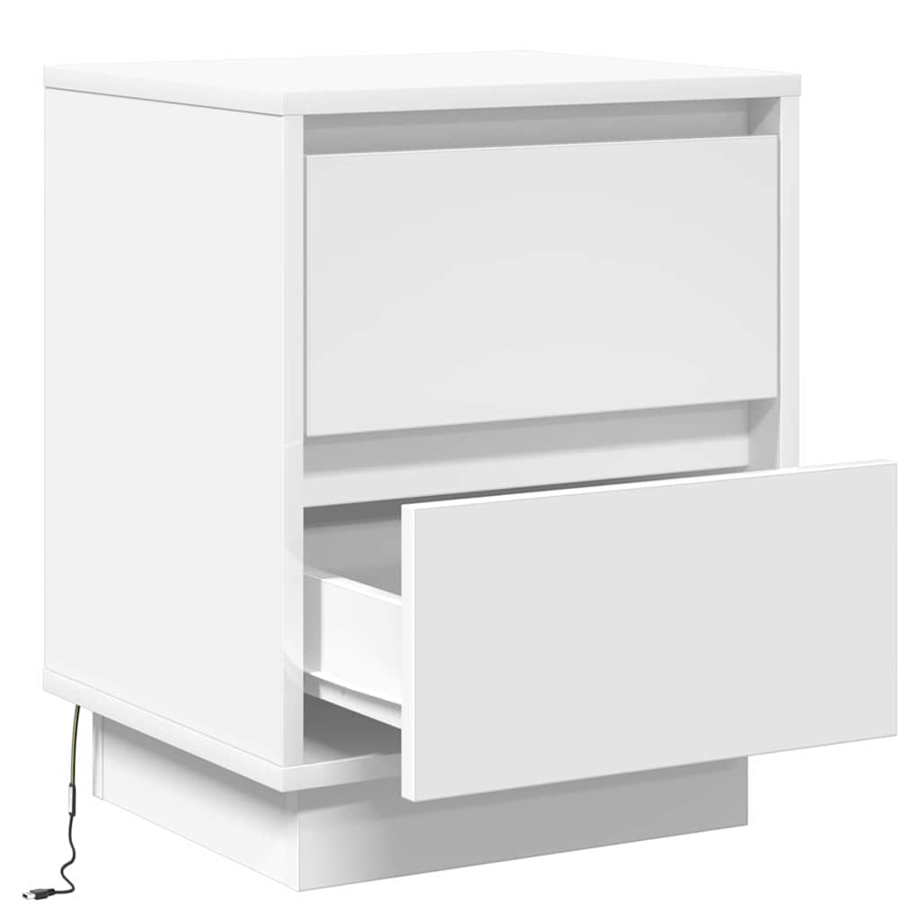 Nachttisch mit 2 pcs Weiß 39 x 34,5 x 50 cm Holzwerkstoff