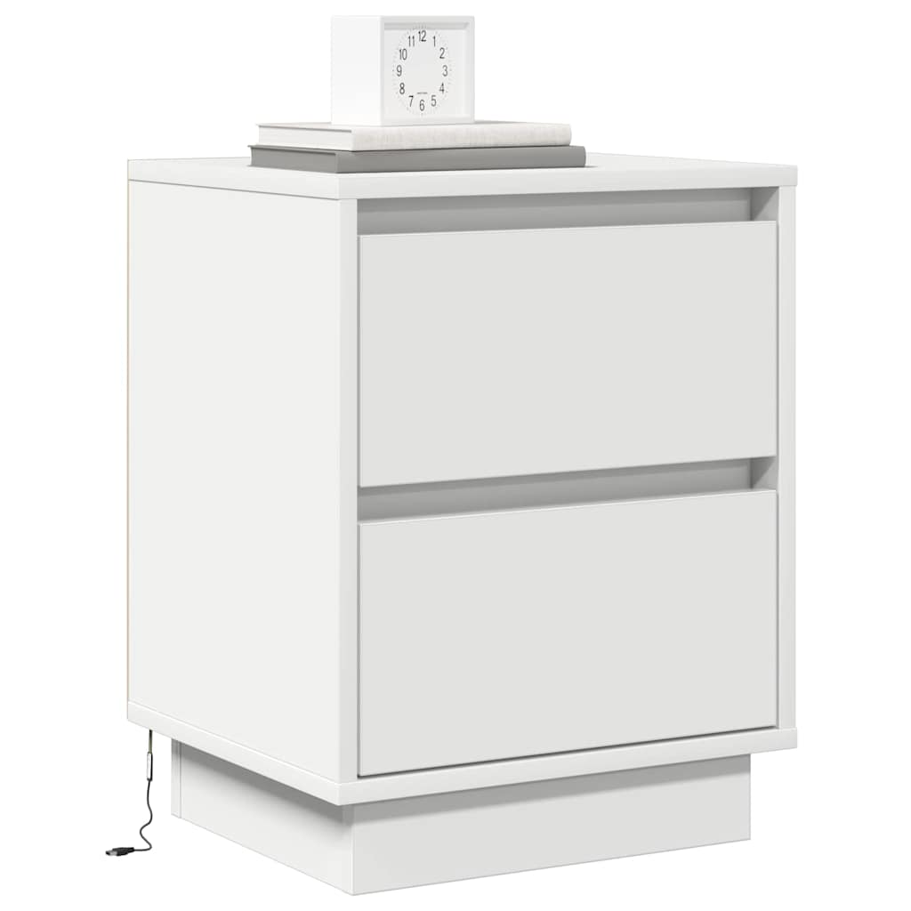 Nachttisch mit 2 pcs Weiß 39 x 34,5 x 50 cm Holzwerkstoff