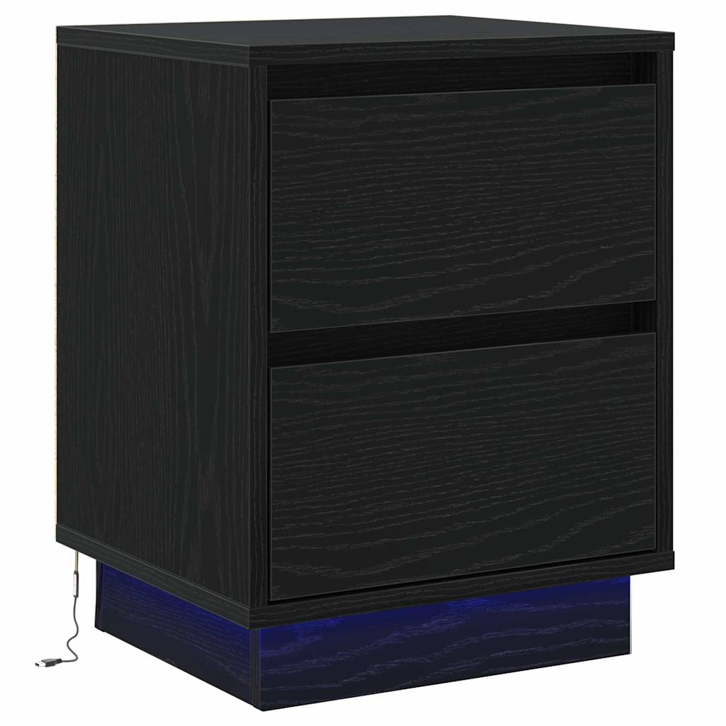 Nachttisch mit 2 pcs Schwarz 39 x 34,5 x 50 cm Holzwerkstoff