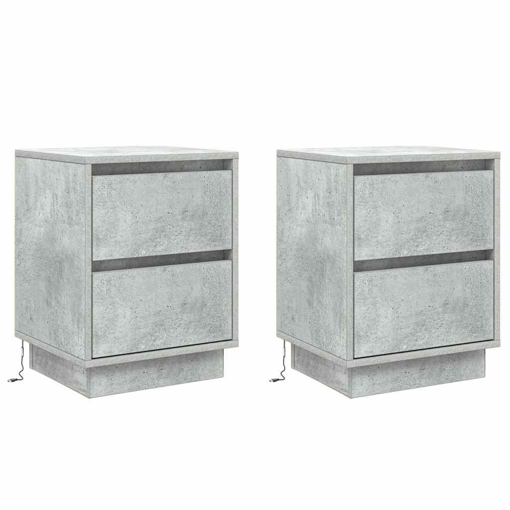 Nachttisch 2 pcs Beton Grau 39 x 34,5 x 50 cm Holzwerkstoff