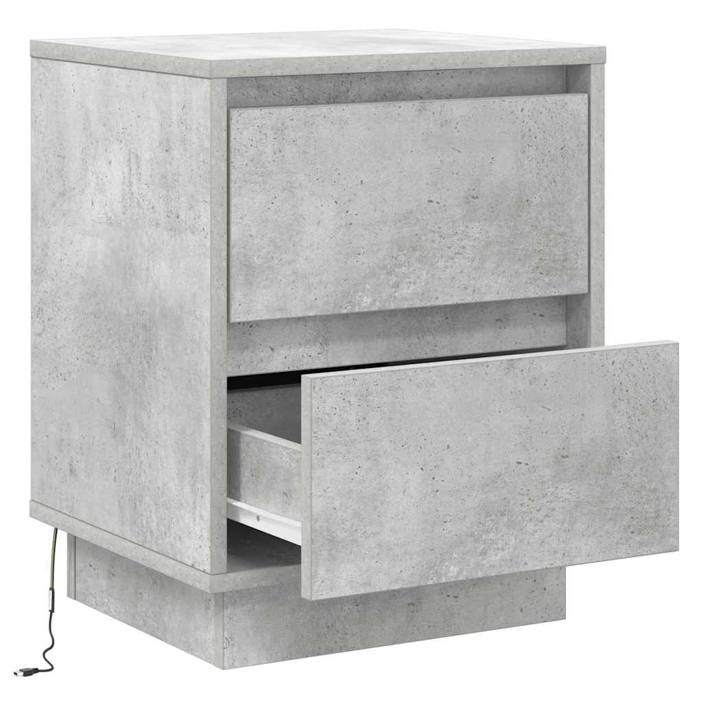 Nachttisch 2 pcs Beton Grau 39 x 34,5 x 50 cm Holzwerkstoff