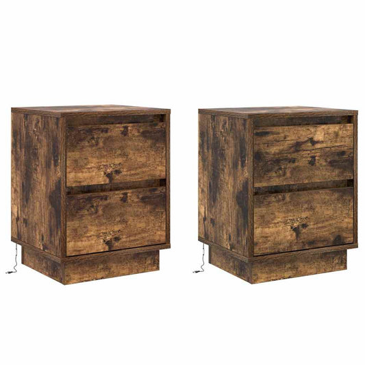 Nachttisch 2 pcs Räuchereiche 39 x 34,5 x 50 cm Holzwerkstoff