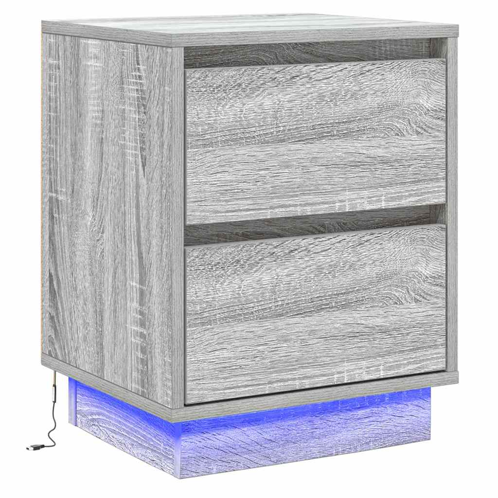 Nachttisch mit Schubladen Grau 39 x 34,5 x 50 cm Holzwerkstoff