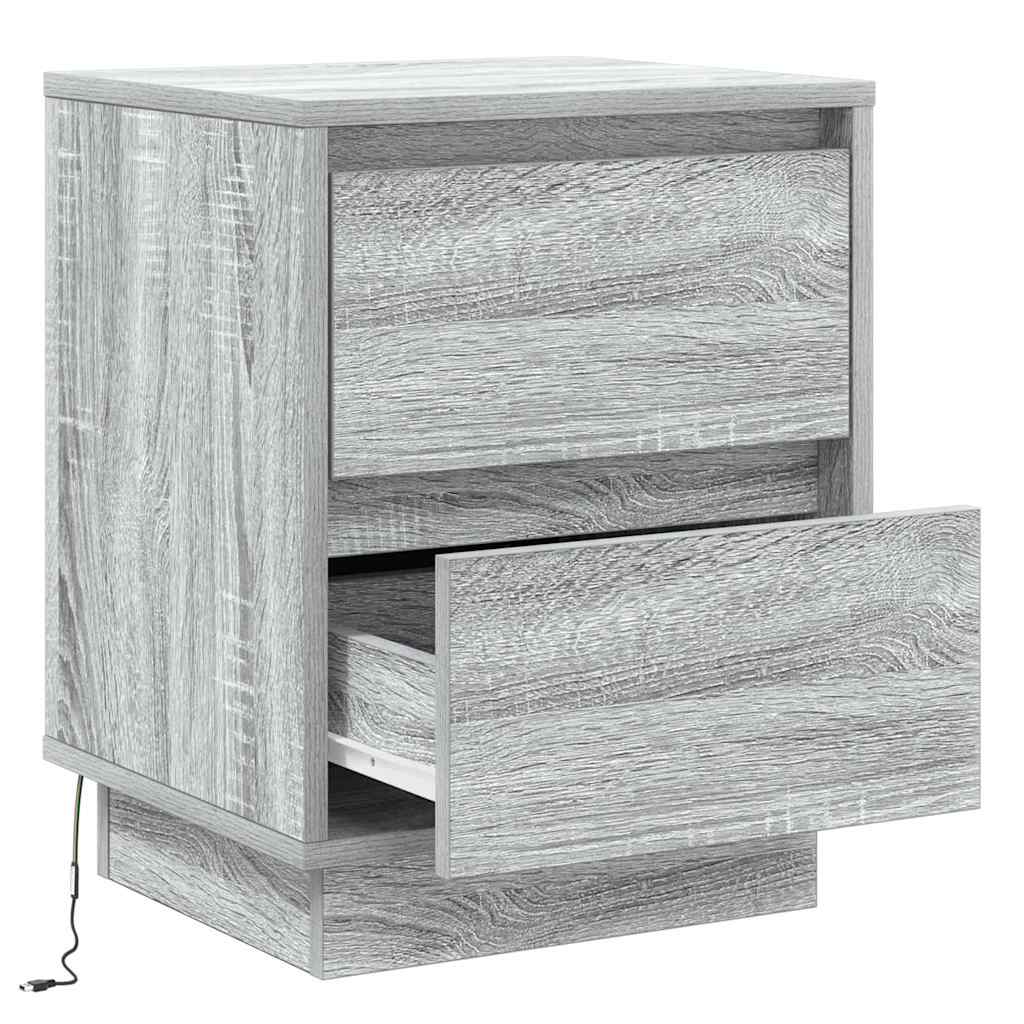 Nachttisch mit Schubladen Grau 39 x 34,5 x 50 cm Holzwerkstoff