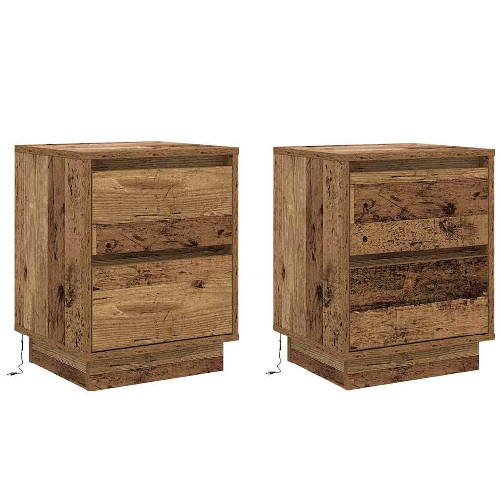 Nachttisch mit 2 pcs Altholz 39 x 34,5 x 50 cm Holzwerkstoff