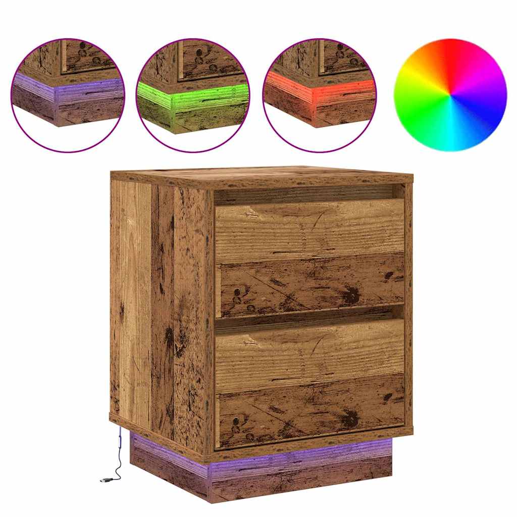 Nachttisch mit 2 pcs Altholz 39 x 34,5 x 50 cm Holzwerkstoff