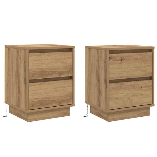 Nachttisch mit 2 pcs Eiche handwerklich 39 x 34,5 x 50 cm